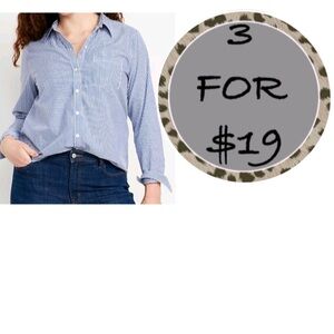 3/$19 Old Navy Classic pinstripe long sleeve button down blouse